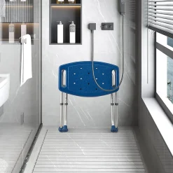 Tabouret de Douche, Banc de Douche avec Poignées, Charge 150 kg, pour Personnes Âgées, Handicapées, Enceintes, Bleu