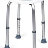 Tabouret de Douche et de Bain Rond en HDPE, sans Dossier, avec Pieds Antidérapant, Charge Max. 120Kg, Blanc, 45x45x38-51 cm