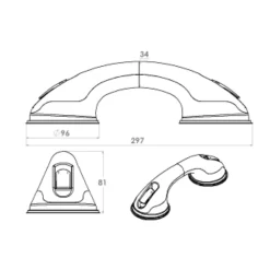 Tabouret de douche PMR PELLET Essentiel rond hauteur réglable + Barre à ventouse de maintien PMR PELLET 30 cm