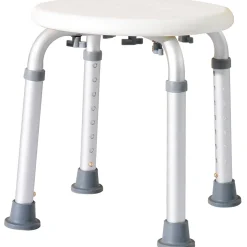 Tabouret de douche réglable en hauteur siège de douche ergonomique pieds antidérapants charge max. 136 Kg alu HDPE blanc