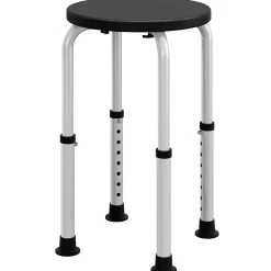 Tabouret de douche réglable en hauteur siège de douche ergonomique pieds antidérapants charge max. 136 Kg alu HDPE noir