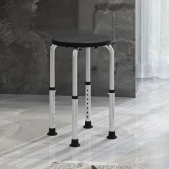 Tabouret de douche réglable en hauteur siège de douche ergonomique pieds antidérapants charge max. 136 Kg alu HDPE noir