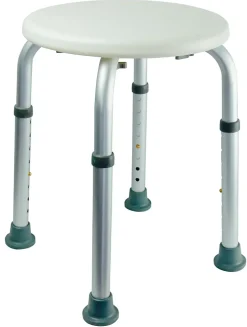 Tabouret de salle de bains réglable en alu et PE blanc, adapté aux PMR, Godonnier