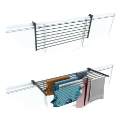 Étagère à linge balcon pliable alu 118x63x8 cm Foxydry Duo