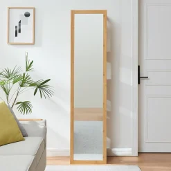 Étagère avec miroir intégré As bambou 170 x 40 x 35 cm naturel blanc