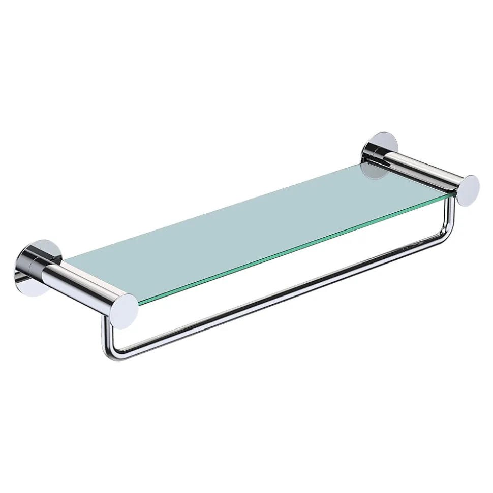 Étagère avec porte-serviettes en verre et acier inoxydable chromé H.40 cm Cavally GoodHome