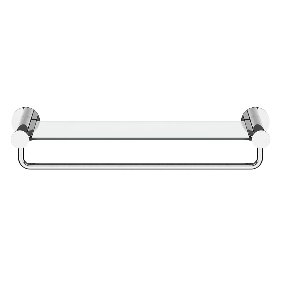 Étagère avec porte-serviettes en verre et acier inoxydable chromé H.40 cm Cavally GoodHome