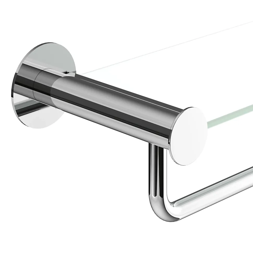 Étagère avec porte-serviettes en verre et acier inoxydable chromé H.40 cm Cavally GoodHome