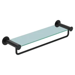 Étagère avec porte-serviettes en verre et acier inoxydable noir H.40 cm Cavally GoodHome