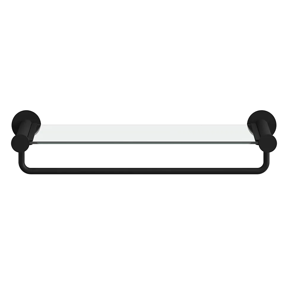 Étagère avec porte-serviettes en verre et acier inoxydable noir H.40 cm Cavally GoodHome