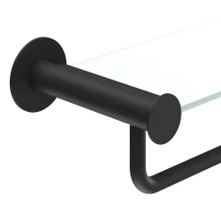 Étagère avec porte-serviettes en verre et acier inoxydable noir H.40 cm Cavally GoodHome