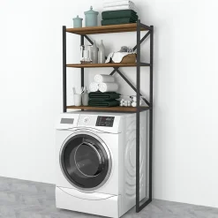 Étagère de salle de bain Askersund 160 x 66 x 34 cm effet noyer en.casa