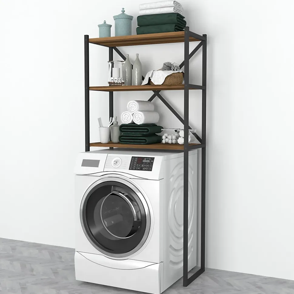 Étagère de salle de bain Askersund 160 x 66 x 34 cm effet noyer en.casa