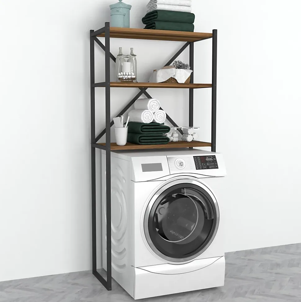 Étagère de salle de bain Askersund 160 x 66 x 34 cm effet noyer en.casa