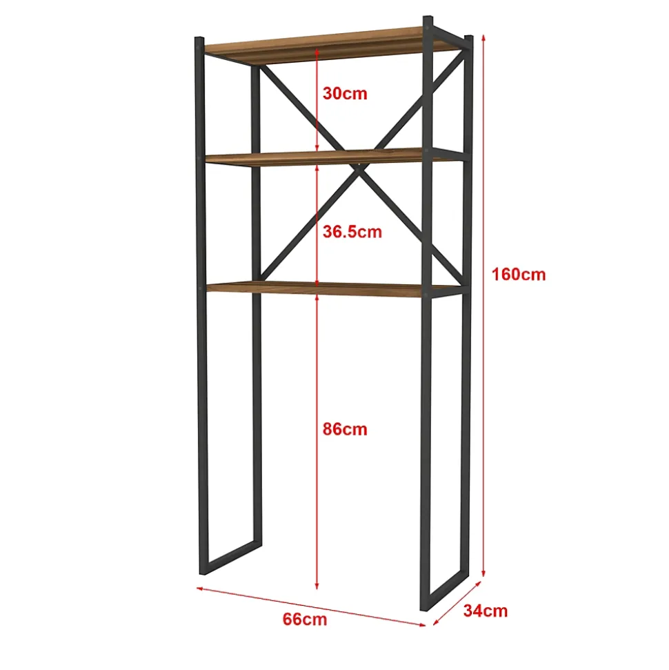 Étagère de salle de bain Askersund 160 x 66 x 34 cm effet noyer en.casa