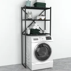 Étagère de salle de bain Askersund 160 x 66 x 34 cm marbre noir en.casa