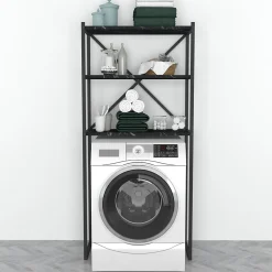 Étagère de salle de bain Askersund 160 x 66 x 34 cm marbre noir en.casa