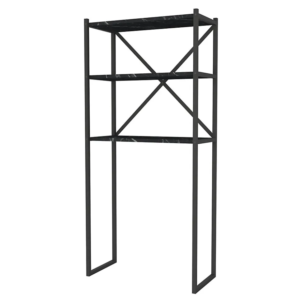 Étagère de salle de bain Askersund 160 x 66 x 34 cm marbre noir en.casa
