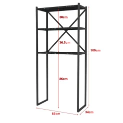 Étagère de salle de bain Askersund 160 x 66 x 34 cm marbre noir en.casa