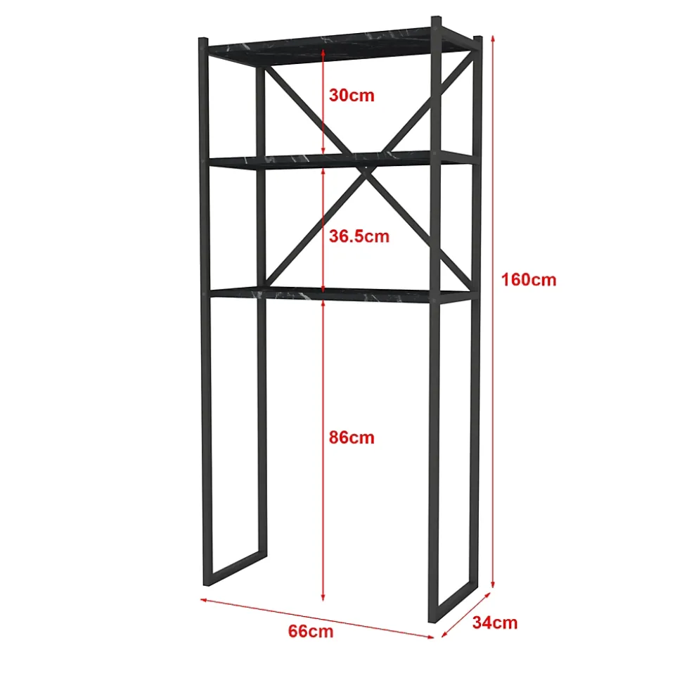 Étagère de salle de bain Askersund 160 x 66 x 34 cm marbre noir en.casa