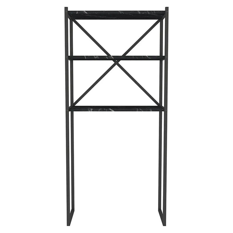 Étagère de salle de bain Askersund 160 x 66 x 34 cm marbre noir en.casa