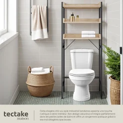 Étagère de salle de bain avec 3 étagères Style industriel Bois clair
