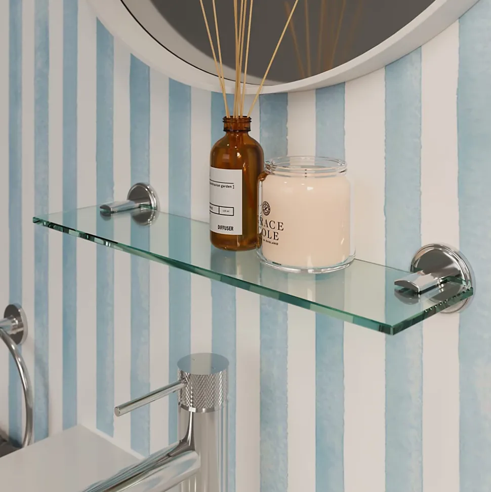 Étagère de salle de bain en verre et acier inoxydable chromé H.40 cm Endell GoodHome