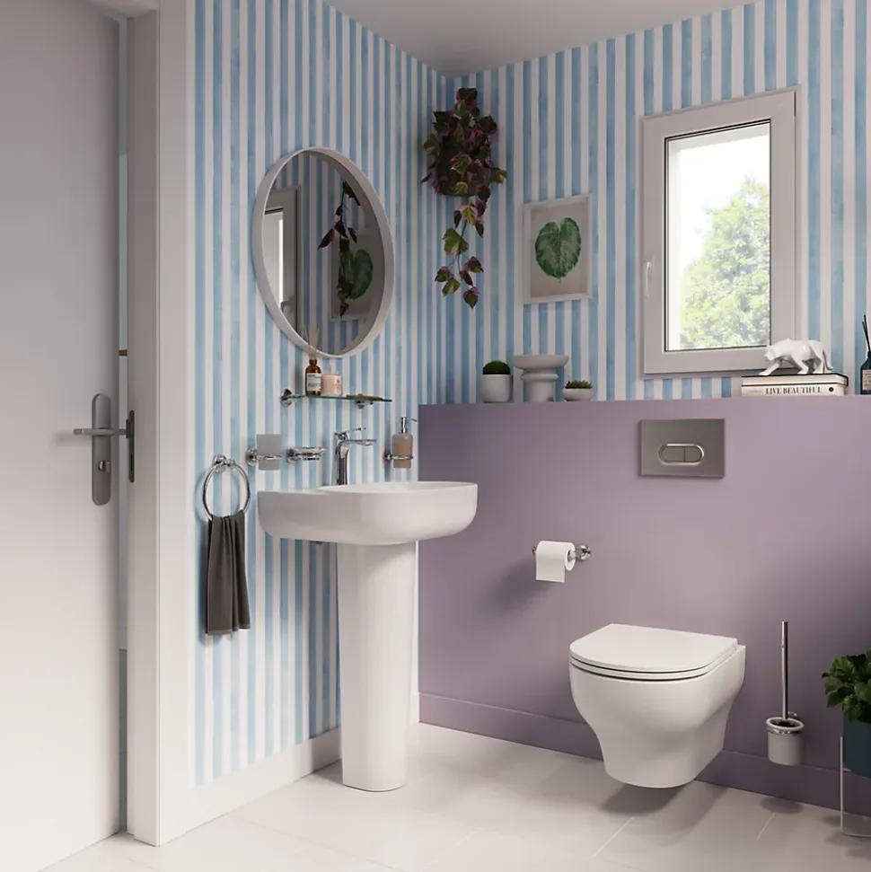 Étagère de salle de bain en verre et acier inoxydable chromé H.40 cm Endell GoodHome