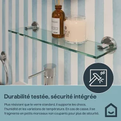 Étagère de salle de bain en verre et acier inoxydable chromé H.40 cm Endell GoodHome