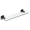 Étagère de salle de bain en verre et acier inoxydable noir H.40 cm Teesta GoodHome