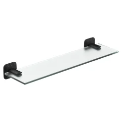 Étagère de salle de bain en verre et acier inoxydable noir H.40 cm Teesta GoodHome