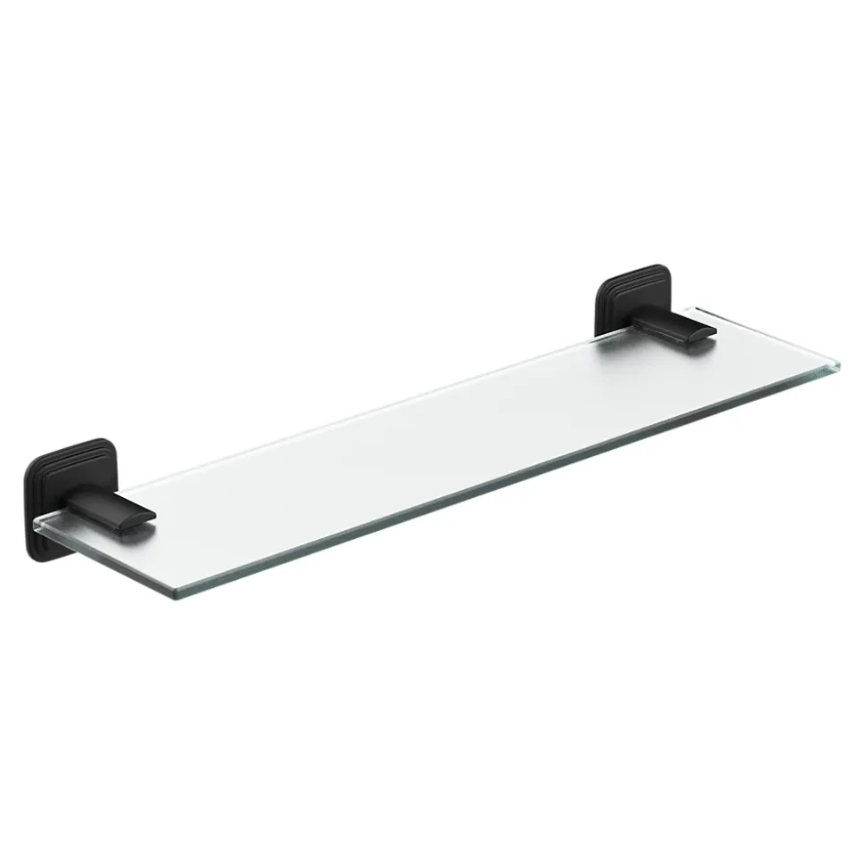 Étagère de salle de bain en verre et acier inoxydable noir H.40 cm Teesta GoodHome
