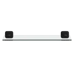 Étagère de salle de bain en verre et acier inoxydable noir H.40 cm Teesta GoodHome