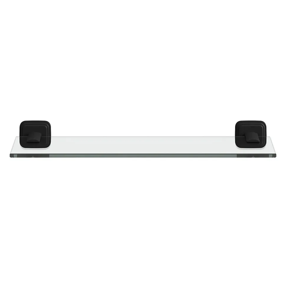 Étagère de salle de bain en verre et acier inoxydable noir H.40 cm Teesta GoodHome