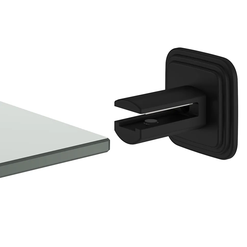 Étagère de salle de bain en verre et acier inoxydable noir H.40 cm Teesta GoodHome