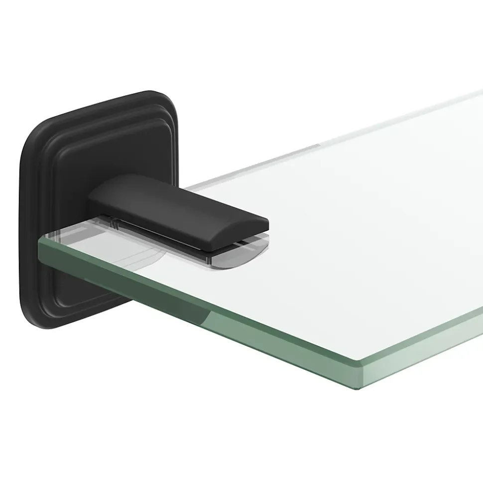 Étagère de salle de bain en verre et acier inoxydable noir H.40 cm Teesta GoodHome