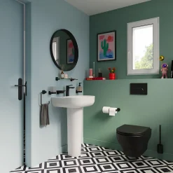 Étagère de salle de bain en verre et acier inoxydable noir H.40 cm Teesta GoodHome