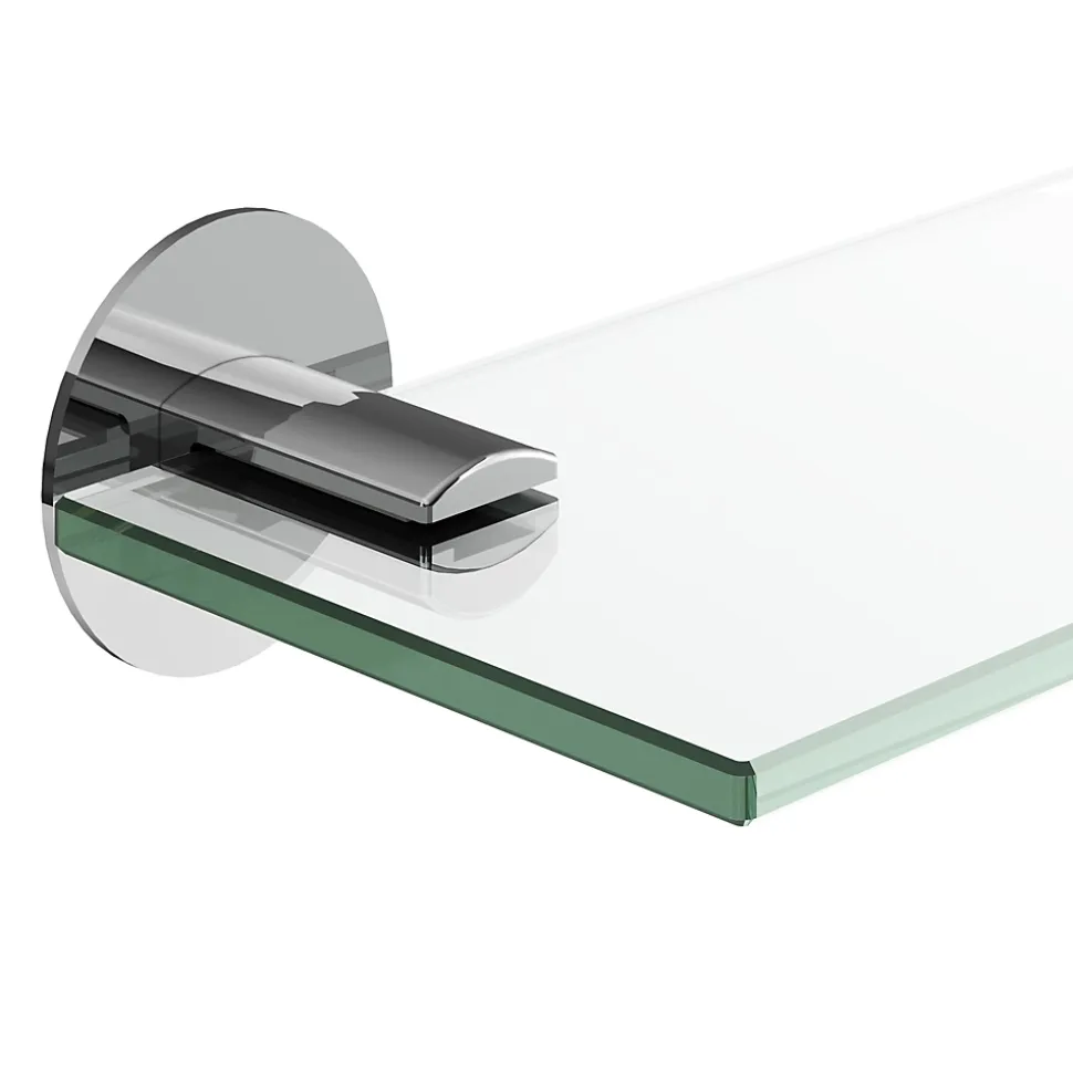 Étagère de salle de bain en verre et acier inoxydable chromé H.40 cm Cavally GoodHome