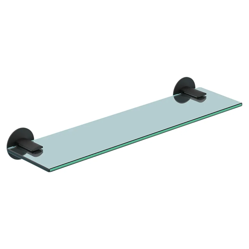 Étagère de salle de bain en verre et acier inoxydable noir H.40 cm Cavally GoodHome