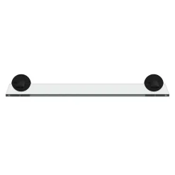 Étagère de salle de bain en verre et acier inoxydable noir H.40 cm Cavally GoodHome