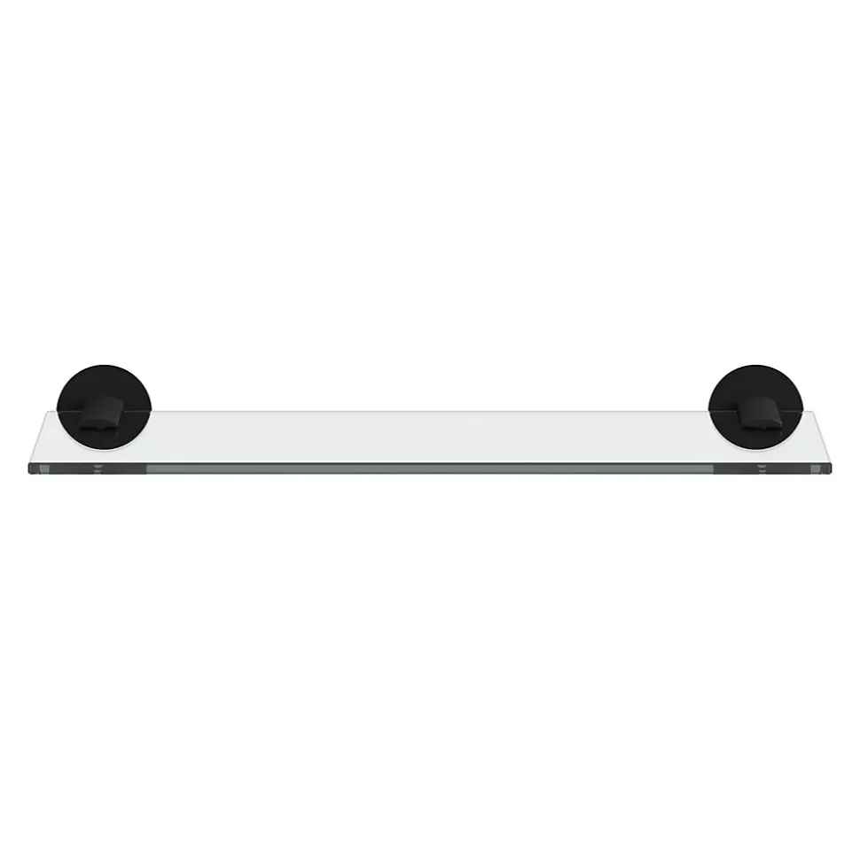 Étagère de salle de bain en verre et acier inoxydable noir H.40 cm Cavally GoodHome