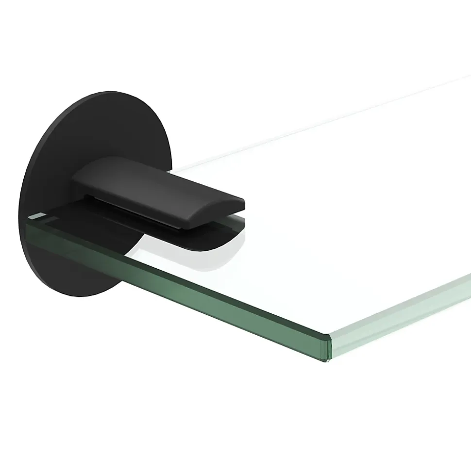 Étagère de salle de bain en verre et acier inoxydable noir H.40 cm Cavally GoodHome