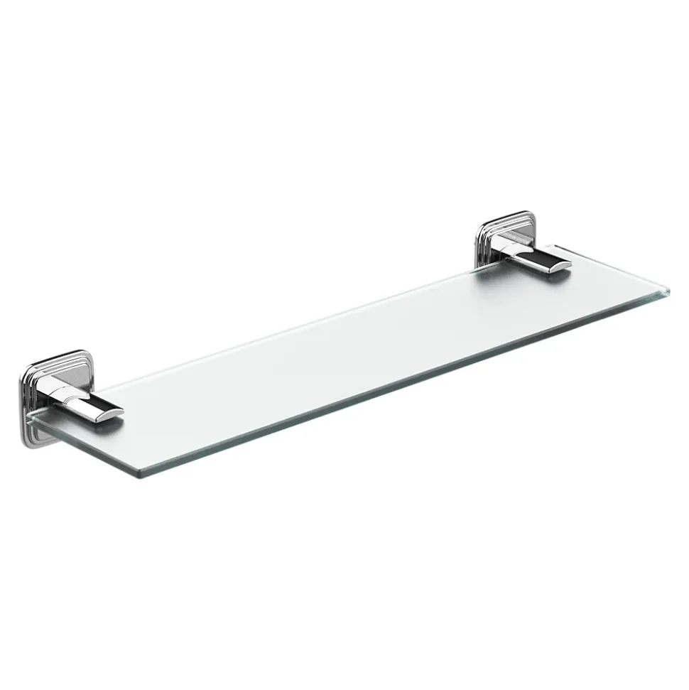 Étagère de salle de bain en verre et acier inoxydable chromé H.40 cm Teesta GoodHome