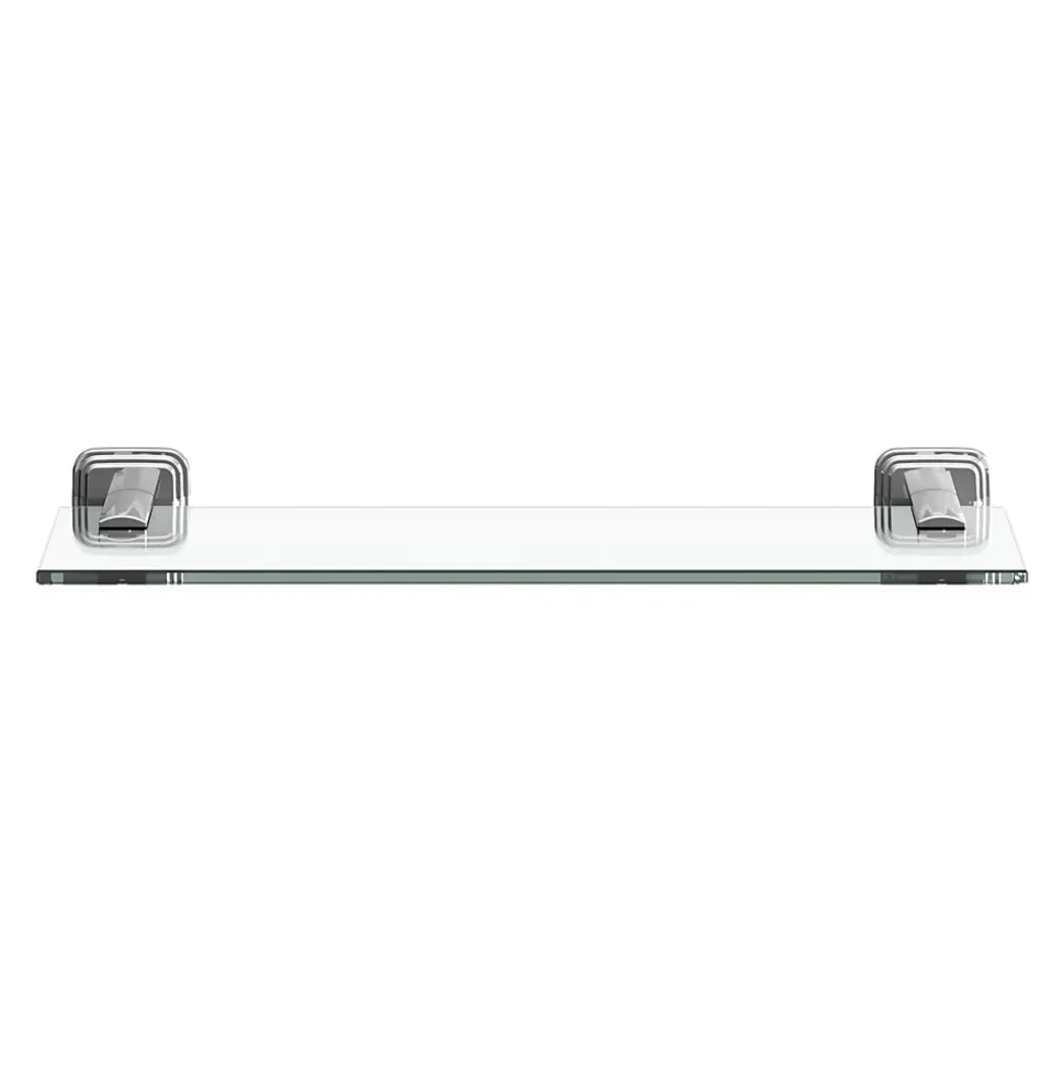 Étagère de salle de bain en verre et acier inoxydable chromé H.40 cm Teesta GoodHome