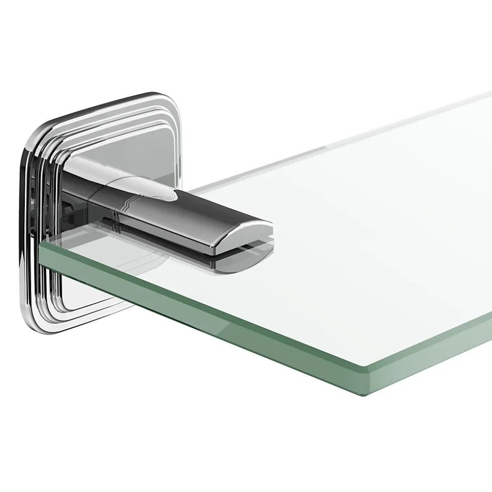 Étagère de salle de bain en verre et acier inoxydable chromé H.40 cm Teesta GoodHome