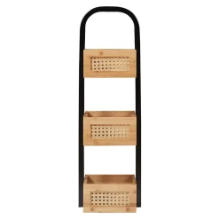 Étagère de salle de bain Tervola 73x23x18,5cm noir naturel aspect rotin en.casa