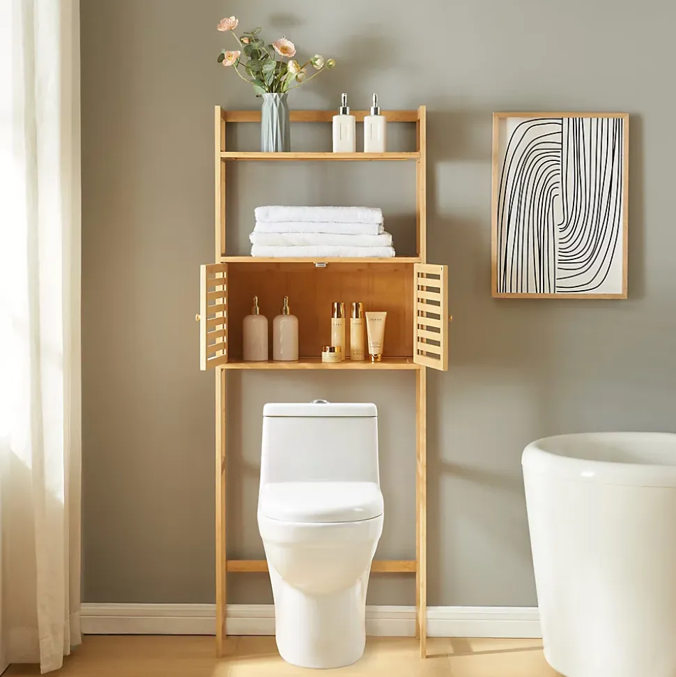 Étagère de toilette Haugesund bambou 158 x 60 x 26 cm naturel en.casa