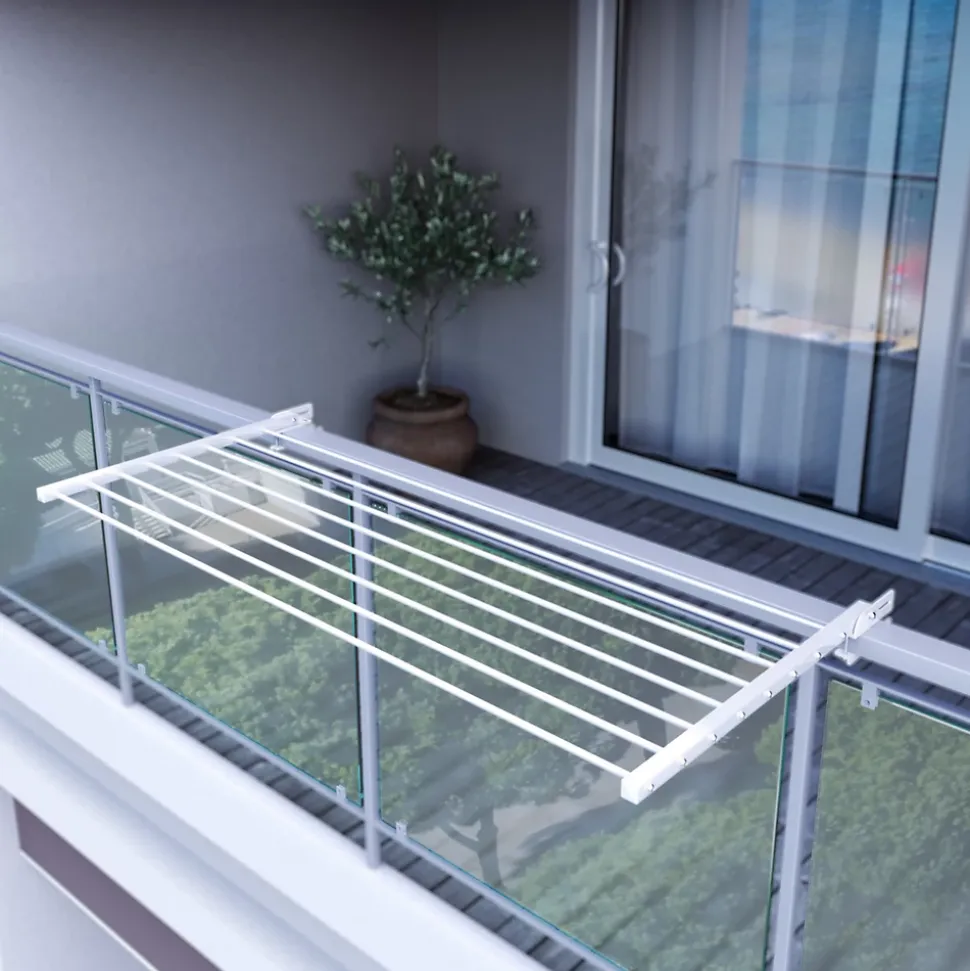 Étagère linge blanc pliable extérieur 162x63x8 cm Foxydry Duo
