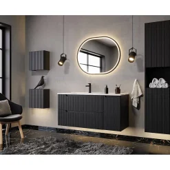 Étagère murale de salle de bain Newport 27 x 25 x 21 cm noir en.casa