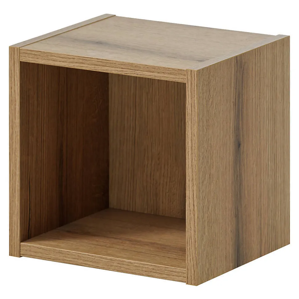 Étagère murale de salle de bain Newport 27 x 25 x 21 cm effet chêne en.casa